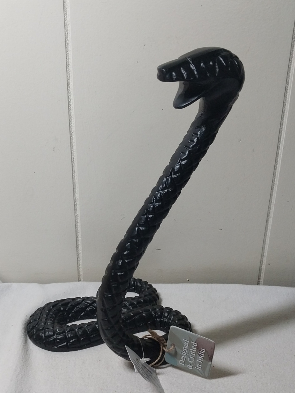 Cast iron Black Cobra figurine • metal • snake NWT